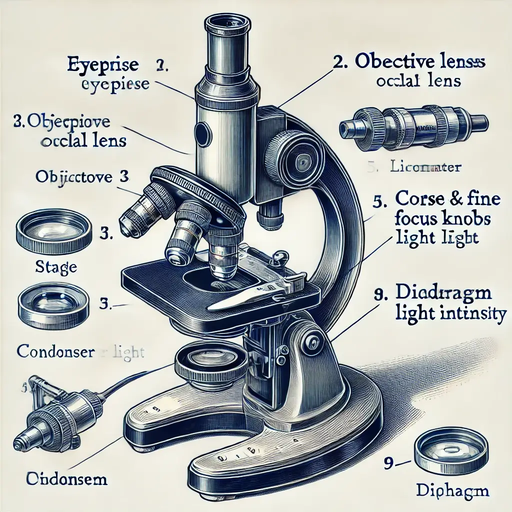 parts of the microscope diagram