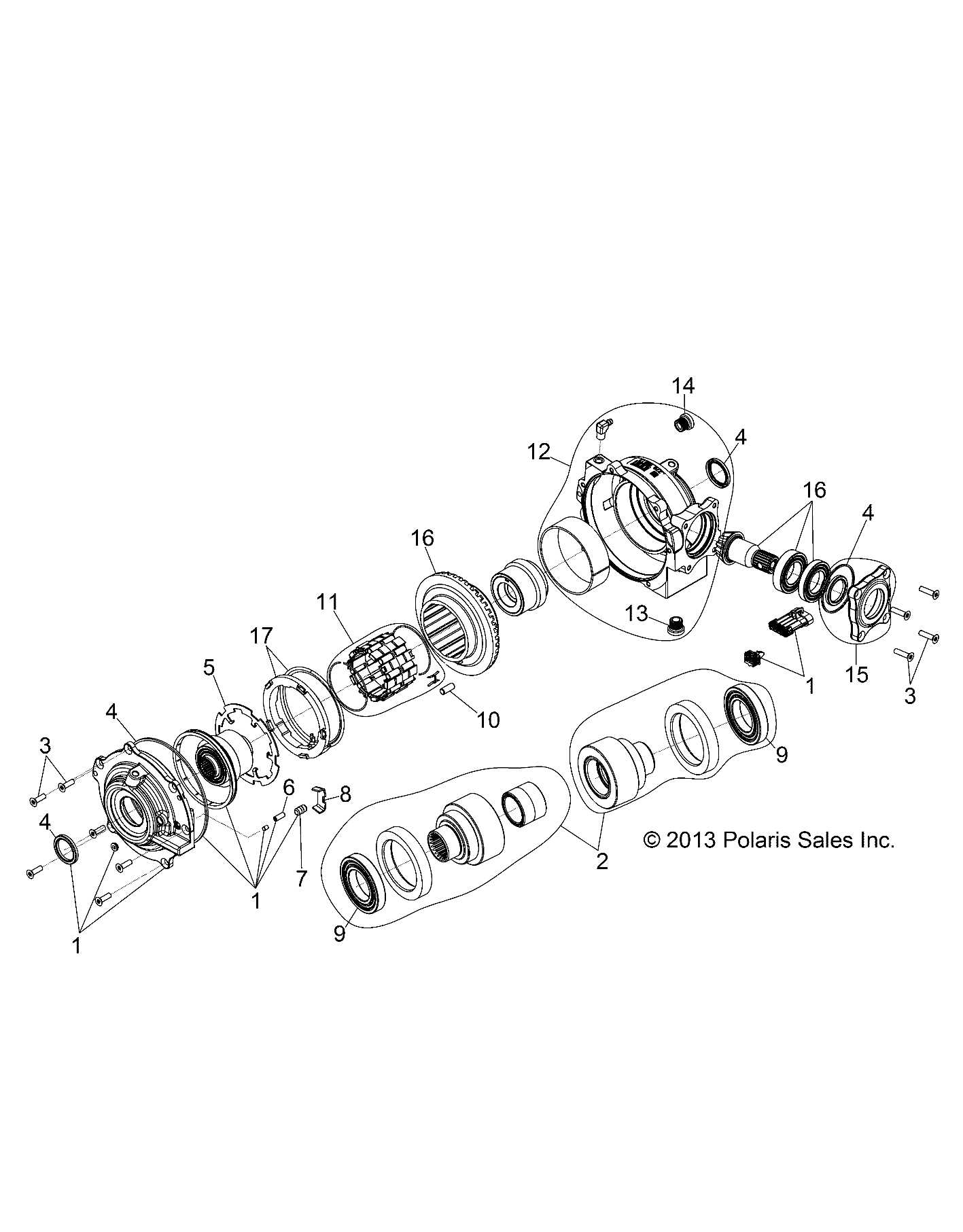 polaris rzr front differential parts diagram