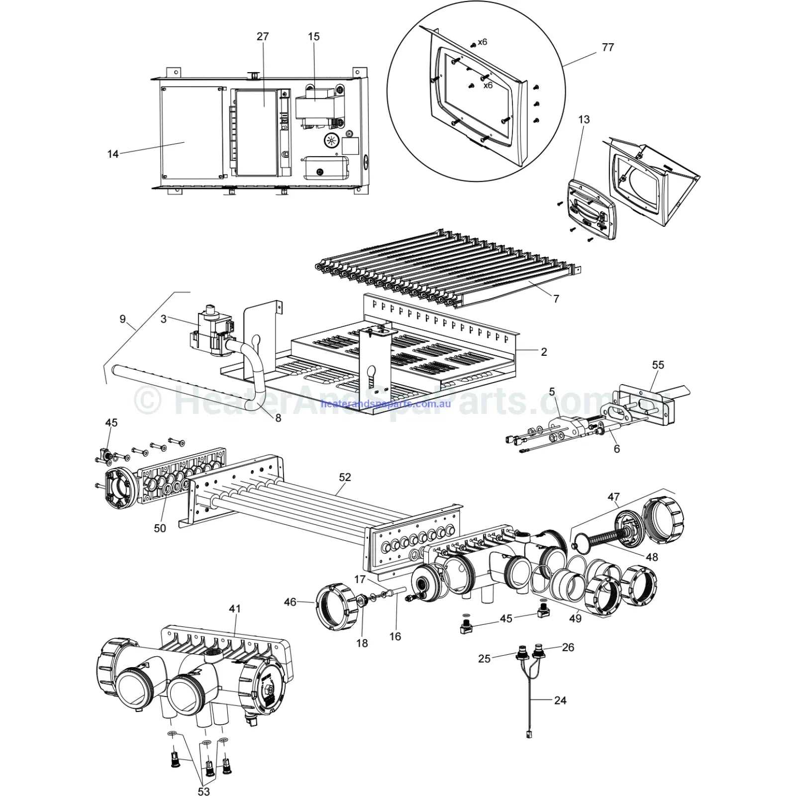 pool heater parts diagram