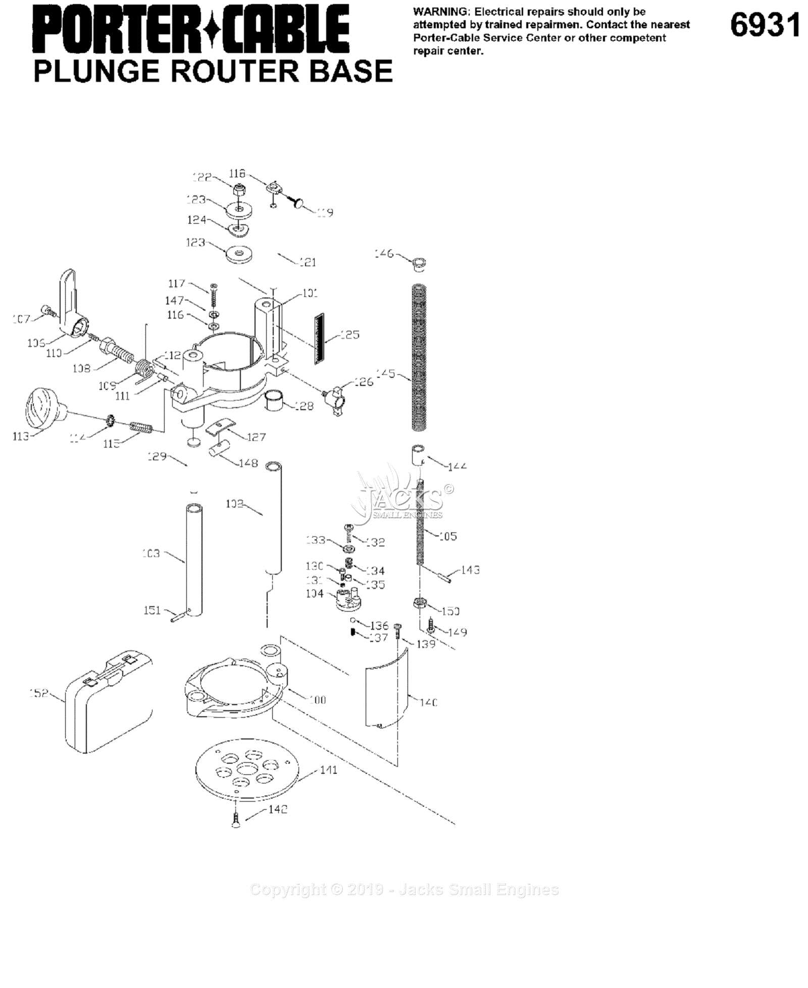 porter cable router parts diagram