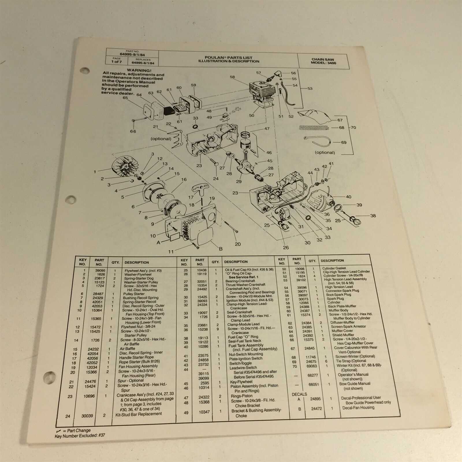 poulan p3314 parts diagram