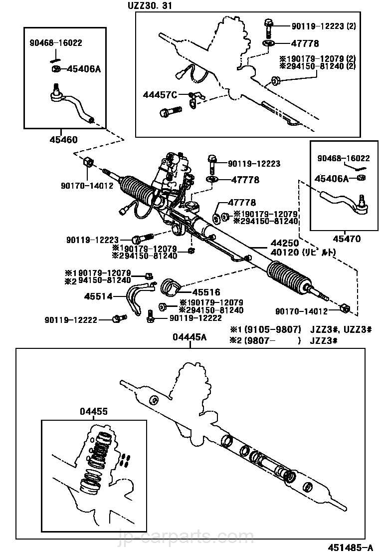 rack and pinion parts diagram