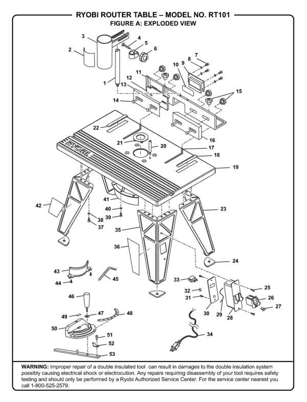 router table parts diagram