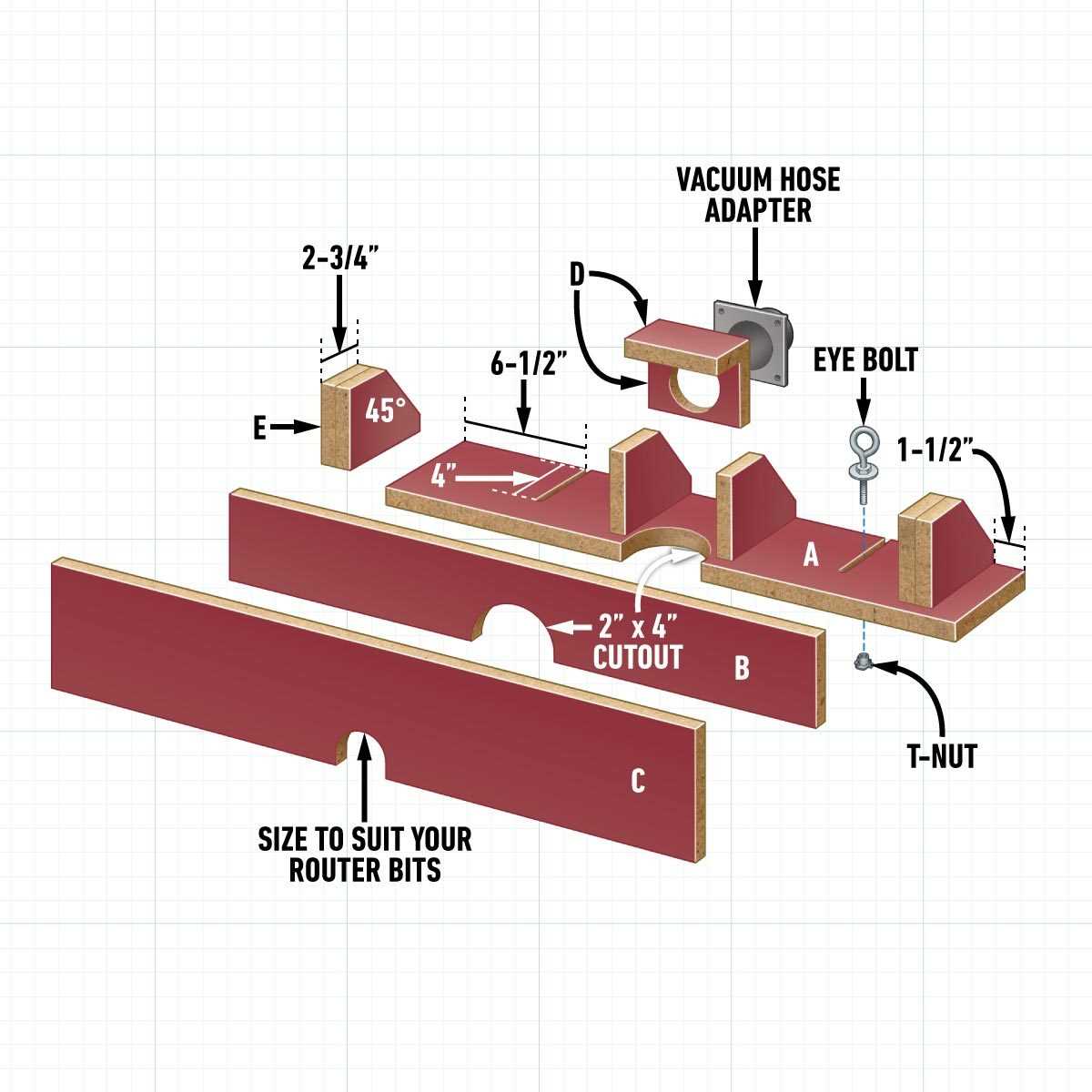 router table parts diagram