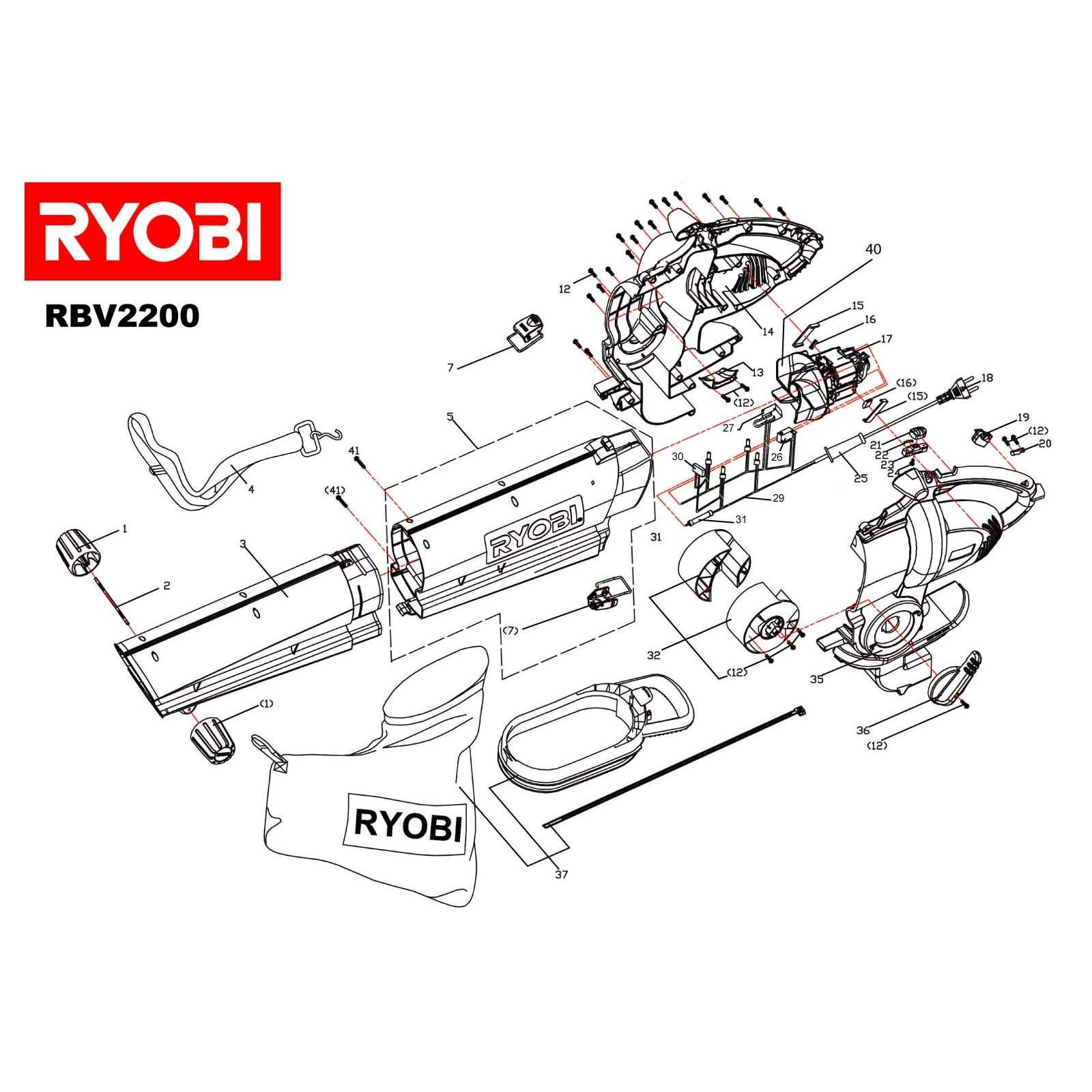 ryobi p2200 parts diagram