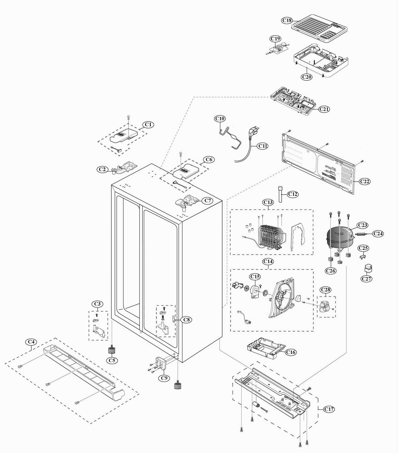 samsung fridge freezer parts diagram