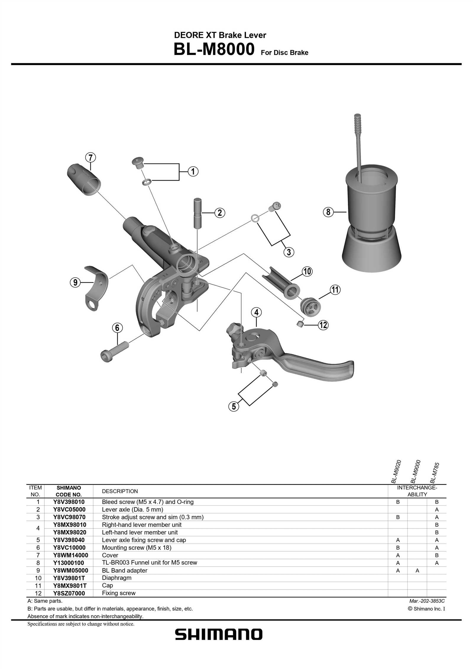 shimano brake parts diagram