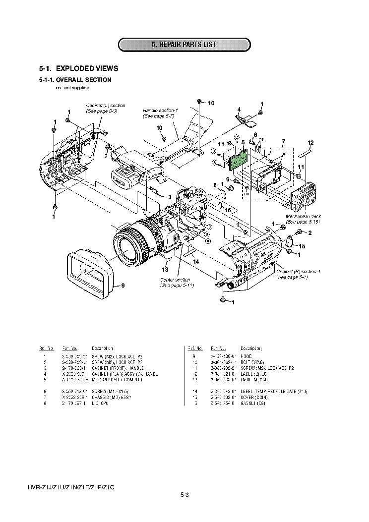 sony camera parts diagram