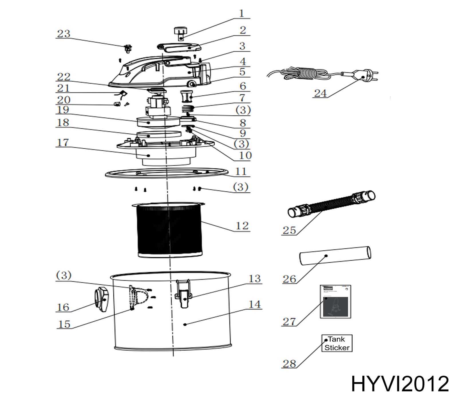 surface cleaner parts diagram