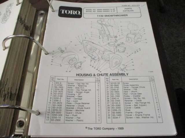 toro 1132 snowblower parts diagram