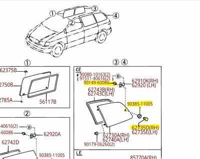 toyota sienna body parts diagram