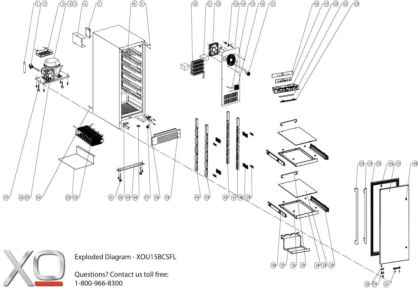 upright freezer parts diagram