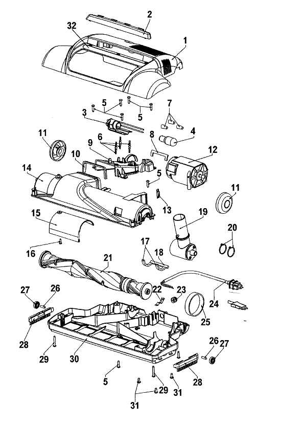 upright vacuum hoover windtunnel parts diagram