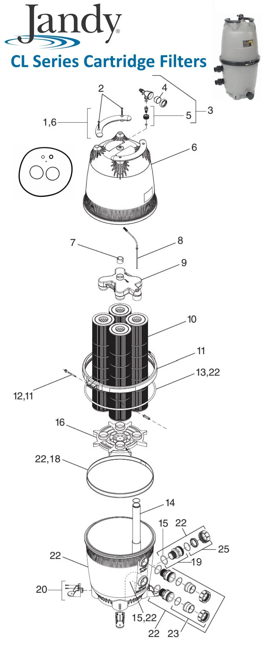 waterway pool filter parts diagram