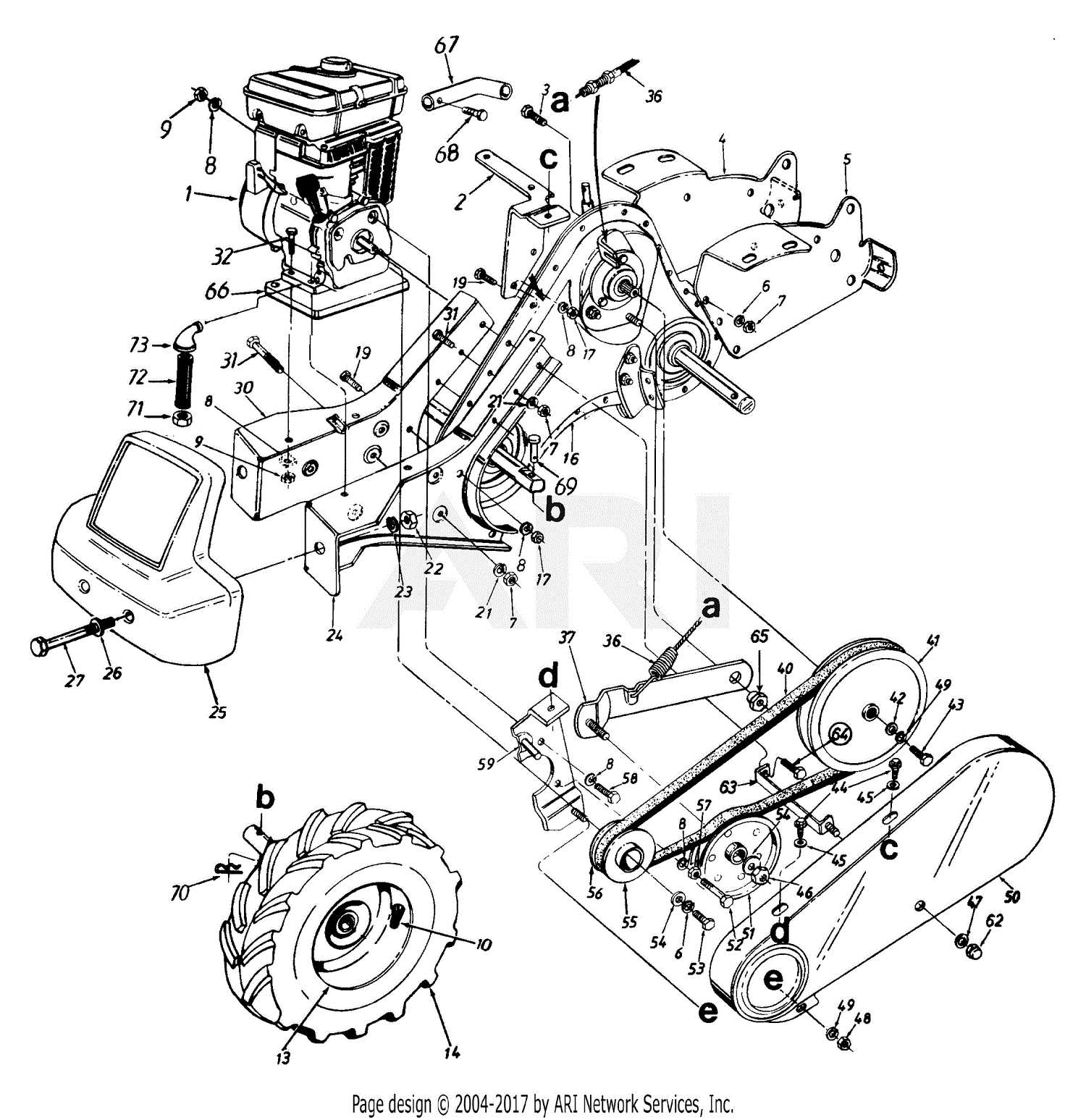 yard machine rear tine tiller parts diagram