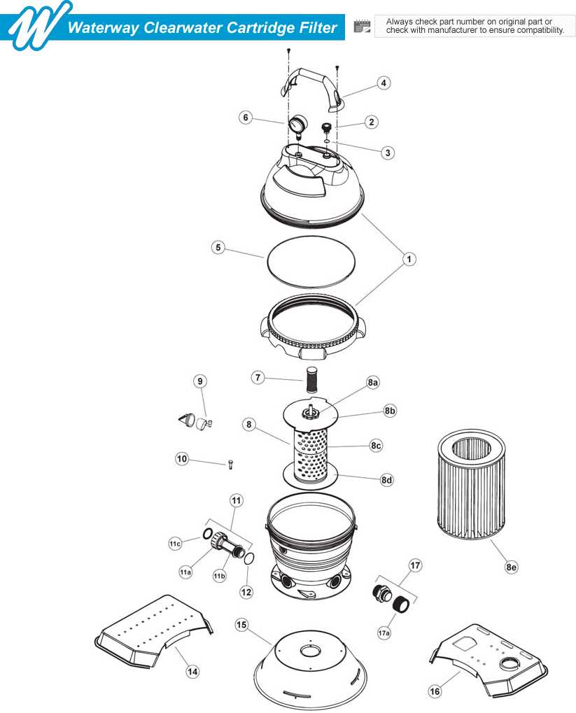 waterway pool filter parts diagram