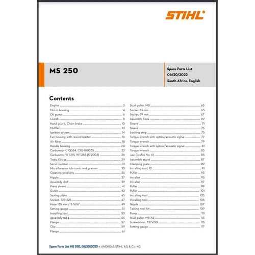 stihl ms250 parts diagram