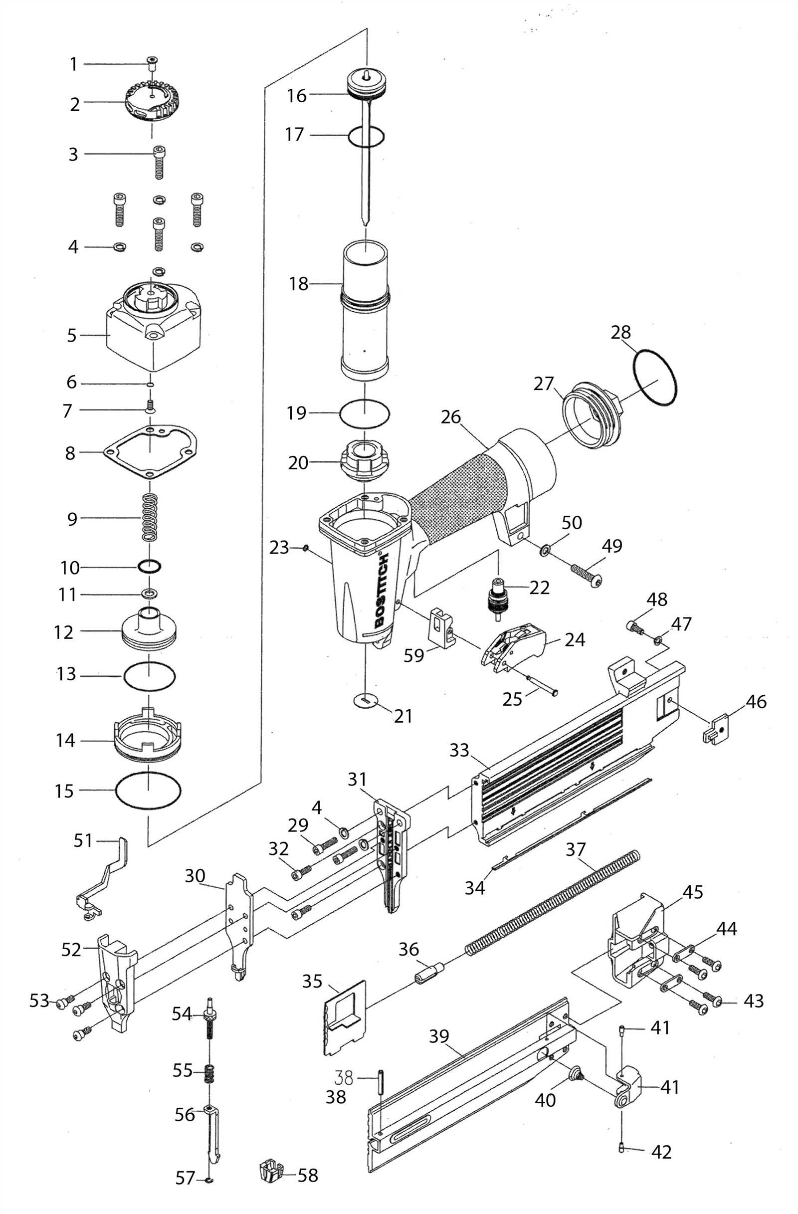 bostitch sb 1664fn parts diagram