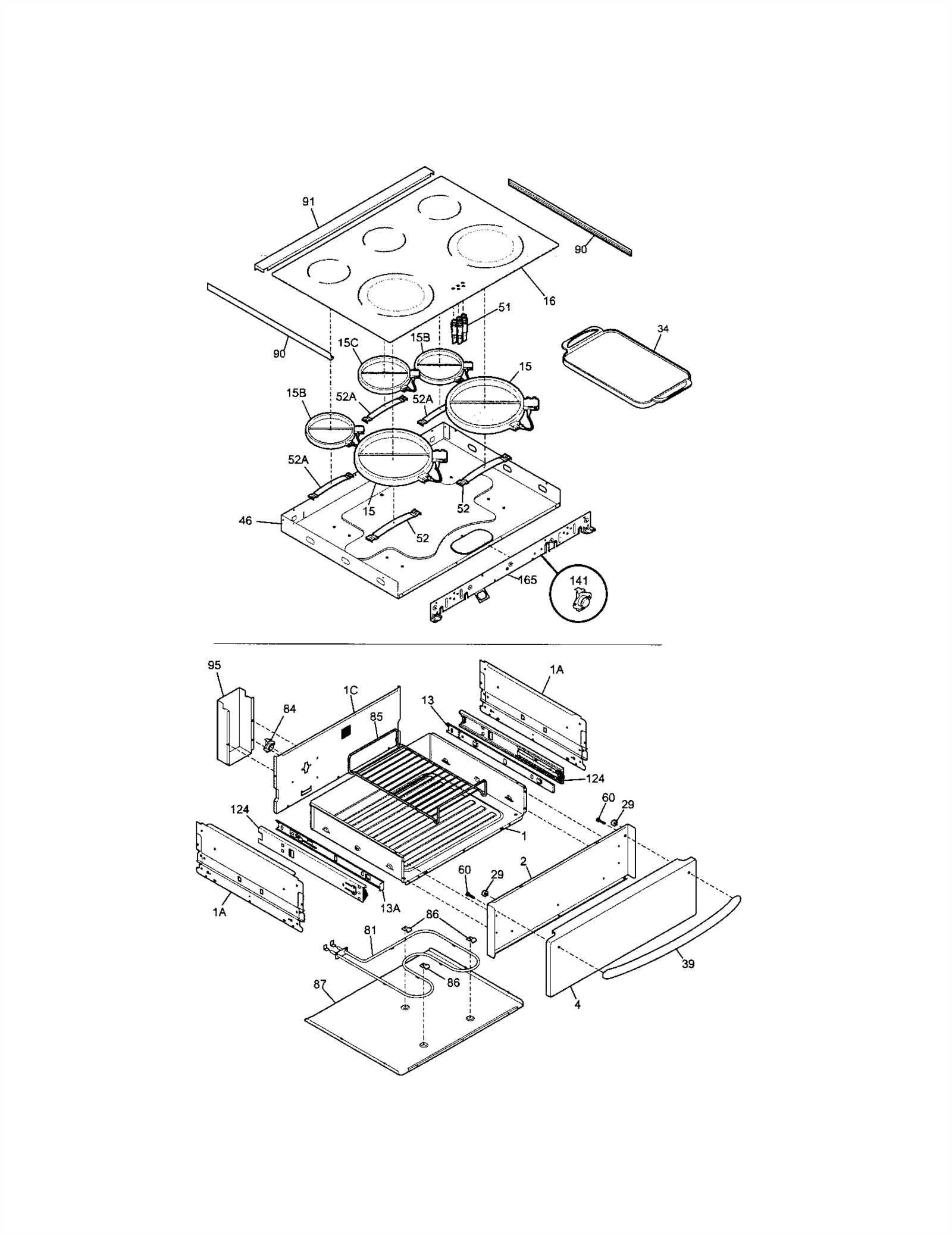 kenmore electric range parts diagram