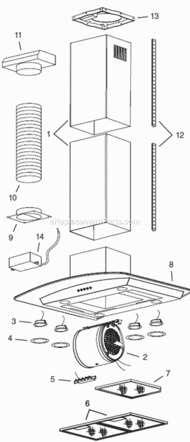 broan range hood parts diagram