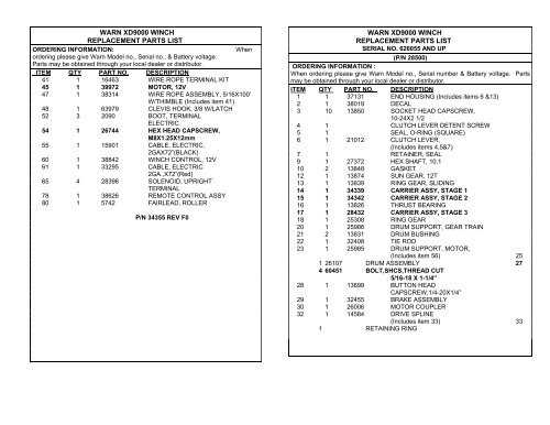 warn winch parts diagram