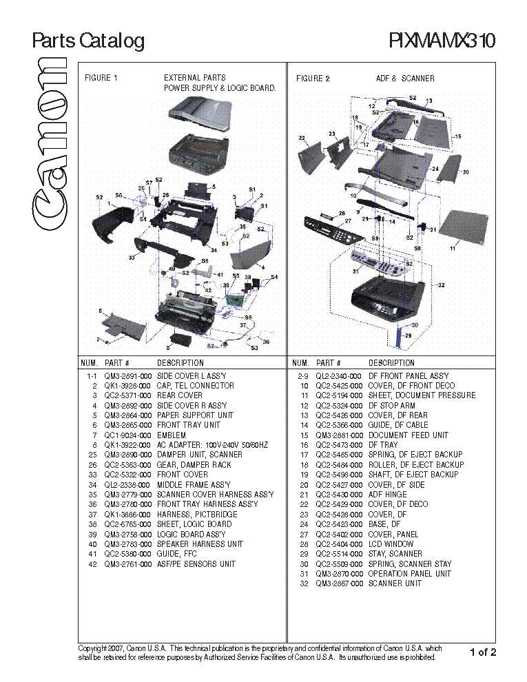 canon printer parts diagram