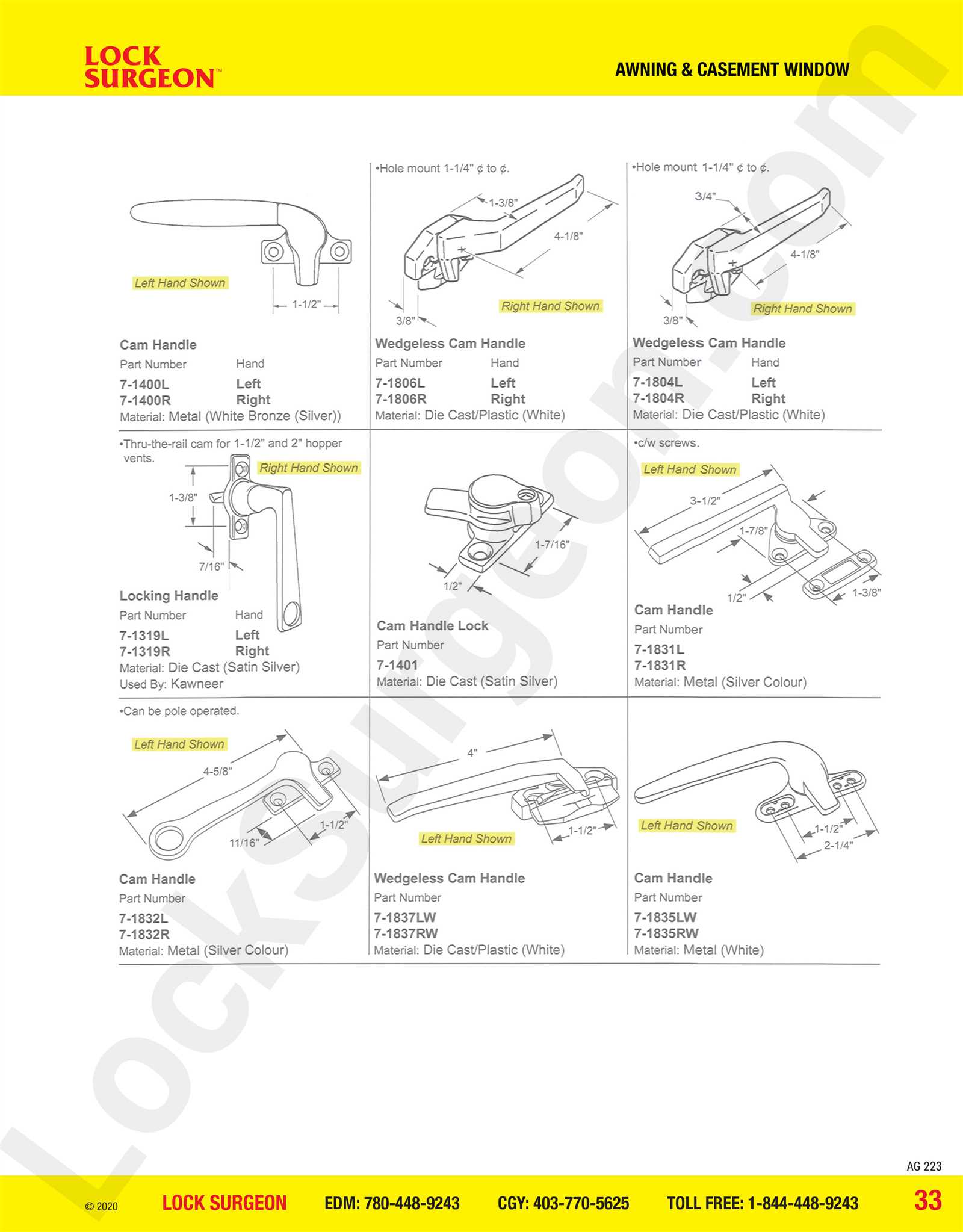 casement window parts diagram