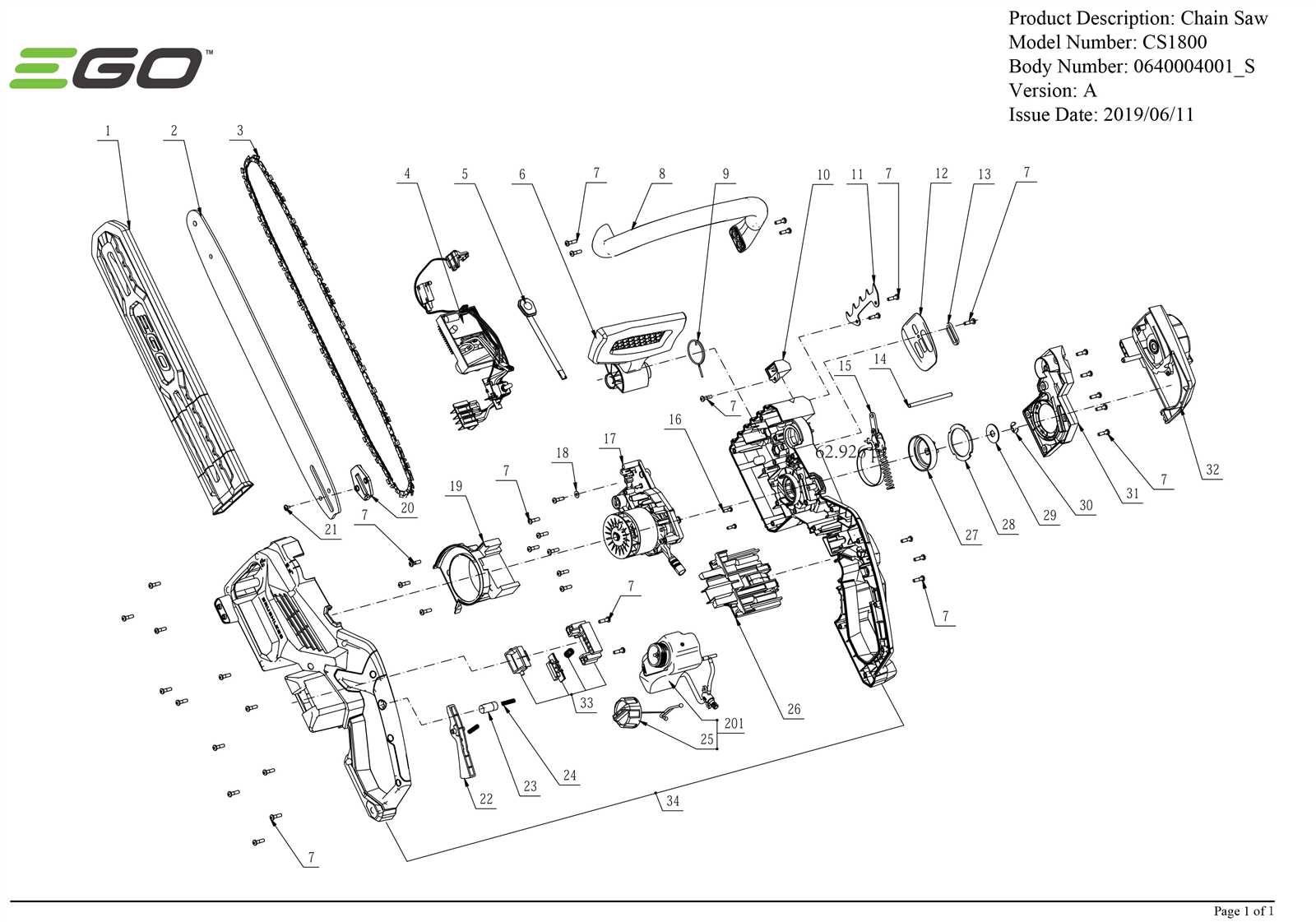 chainsaw part diagram