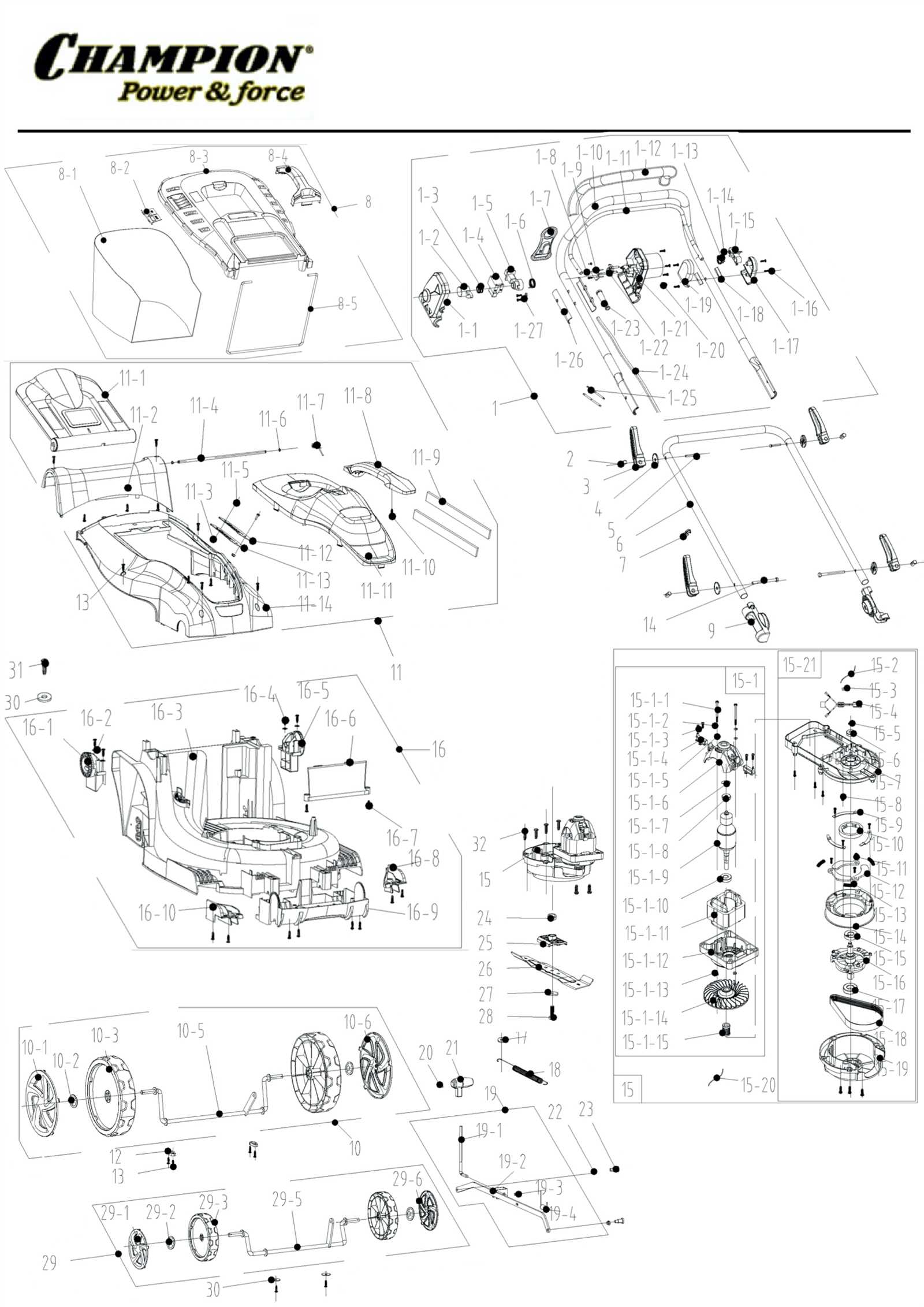 champion lawn mower parts diagram