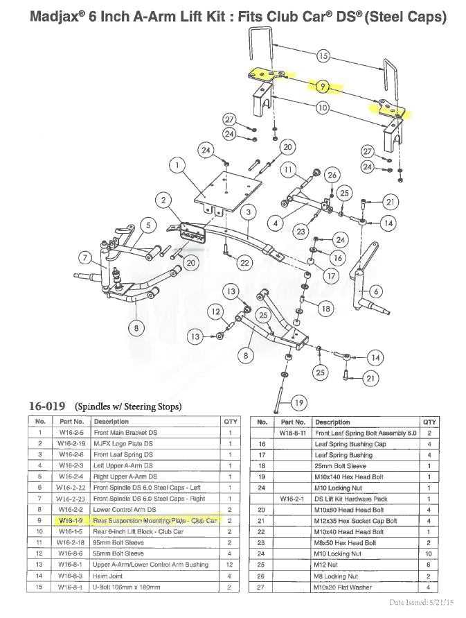 club car parts diagram front end