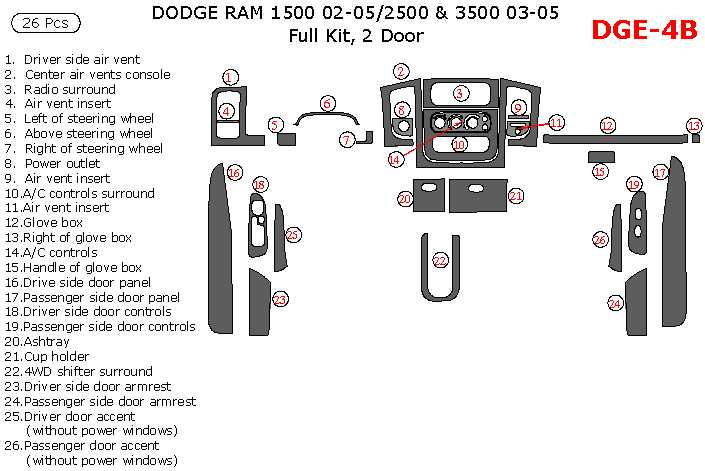 dodge ram interior parts diagram