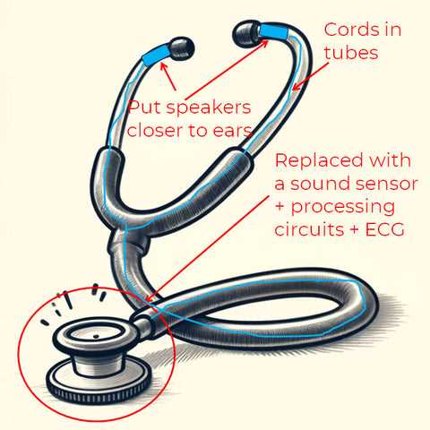 parts of stethoscope with diagram