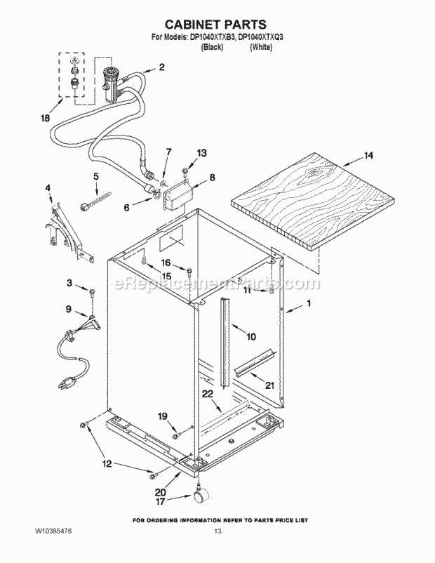 diagram dishwasher inside parts