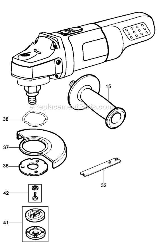 diagram labeled angle grinder parts