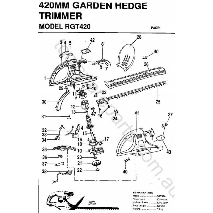 ryobi hedge trimmer parts diagram