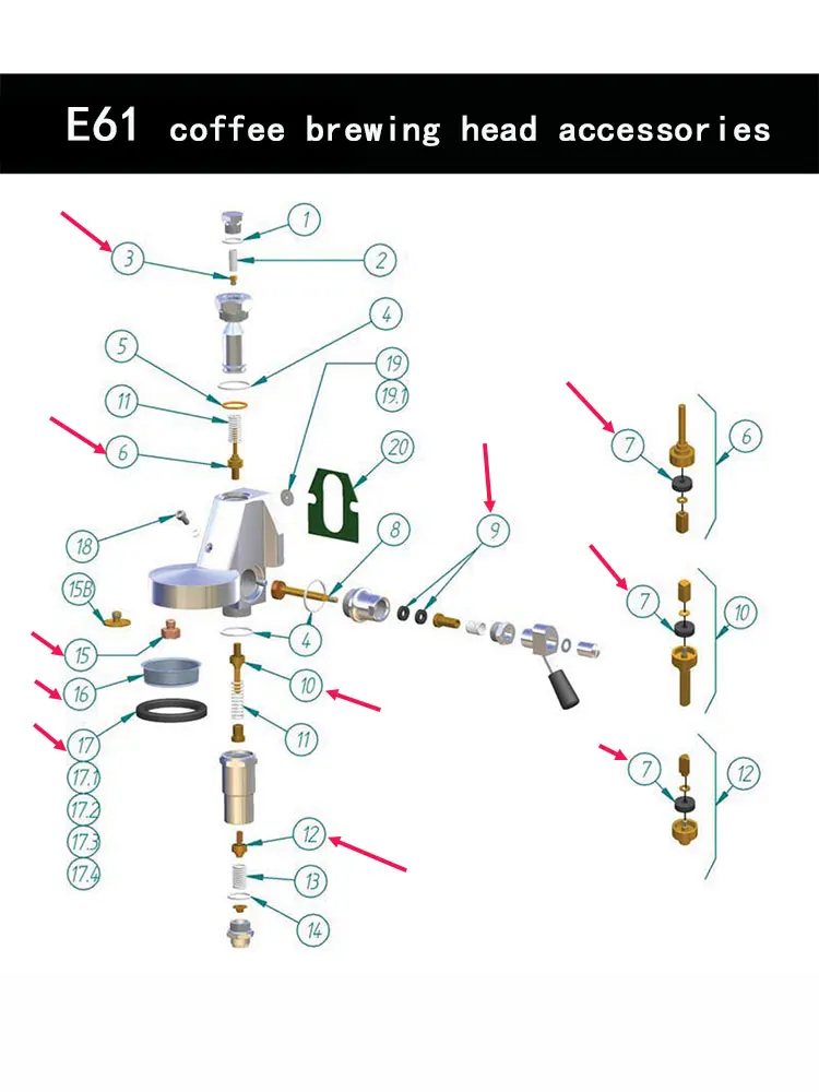 e61 group head parts diagram