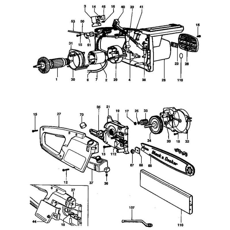 electric chainsaw parts diagram