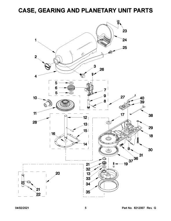 kitchenaid artisan parts diagram
