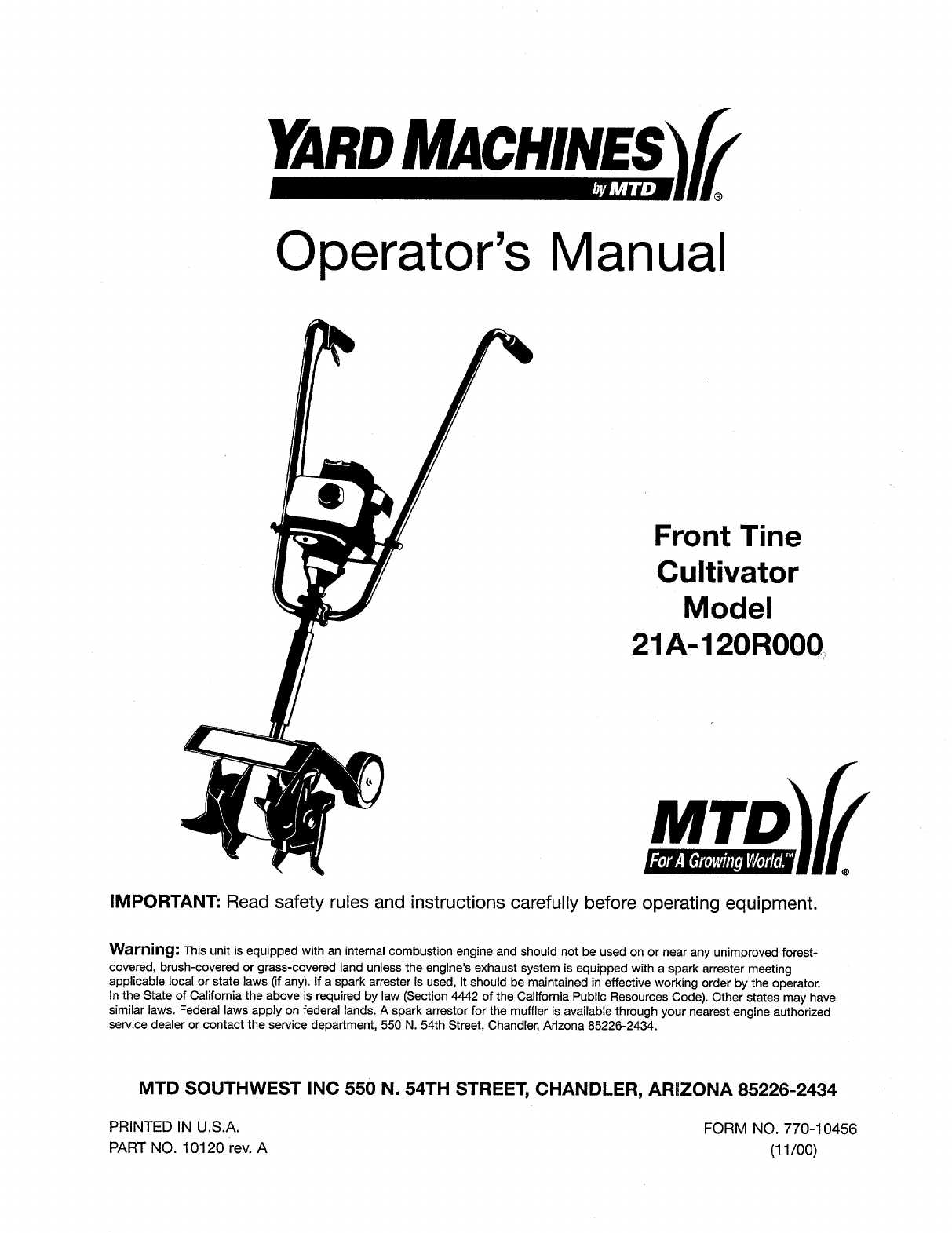 yard machine 31cc tiller parts diagram