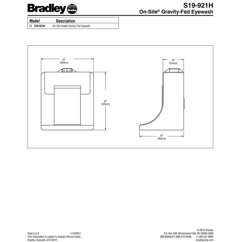 bradley eyewash parts diagram