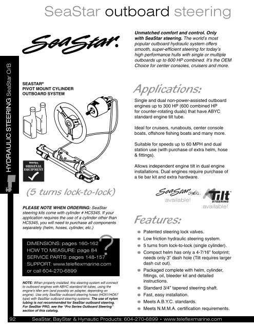 seastar hydraulic steering parts diagram