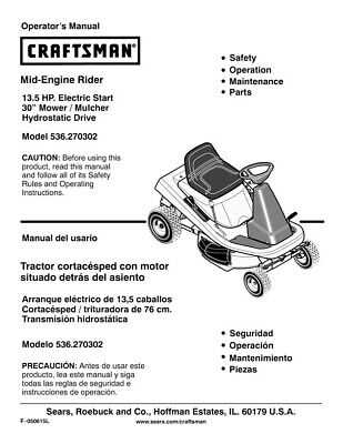 craftsman 30 inch riding mower parts diagram