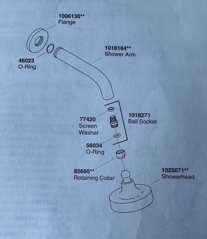 parts of a shower head diagram