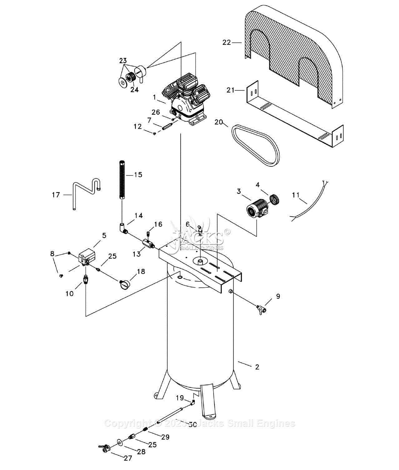 husky 60 gallon air compressor parts diagram