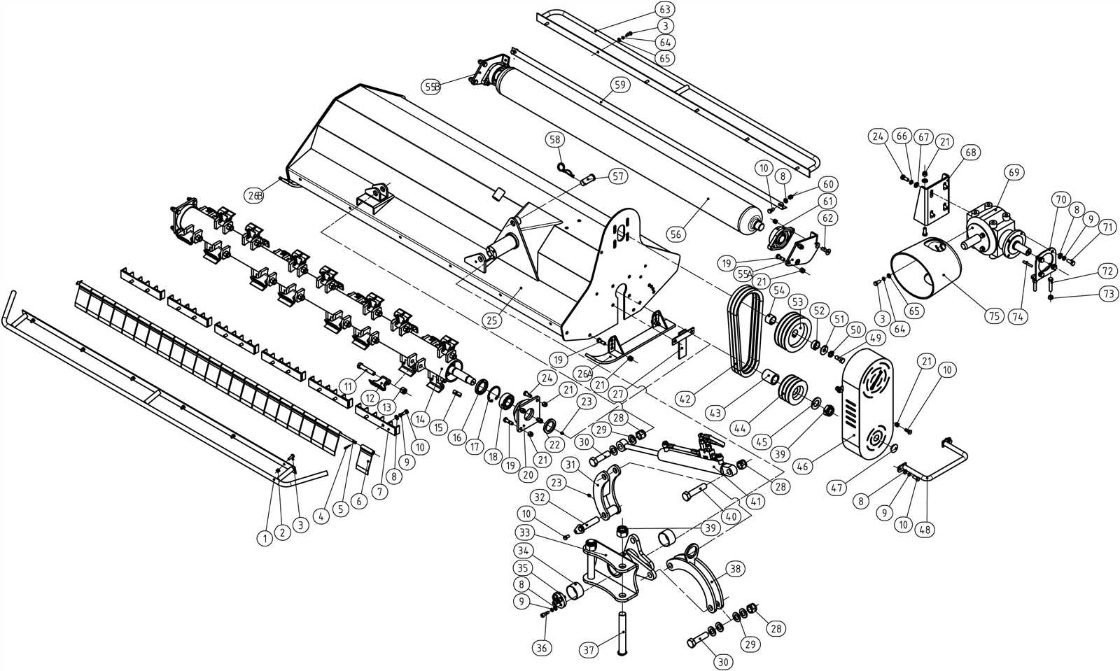 flail mower parts diagram