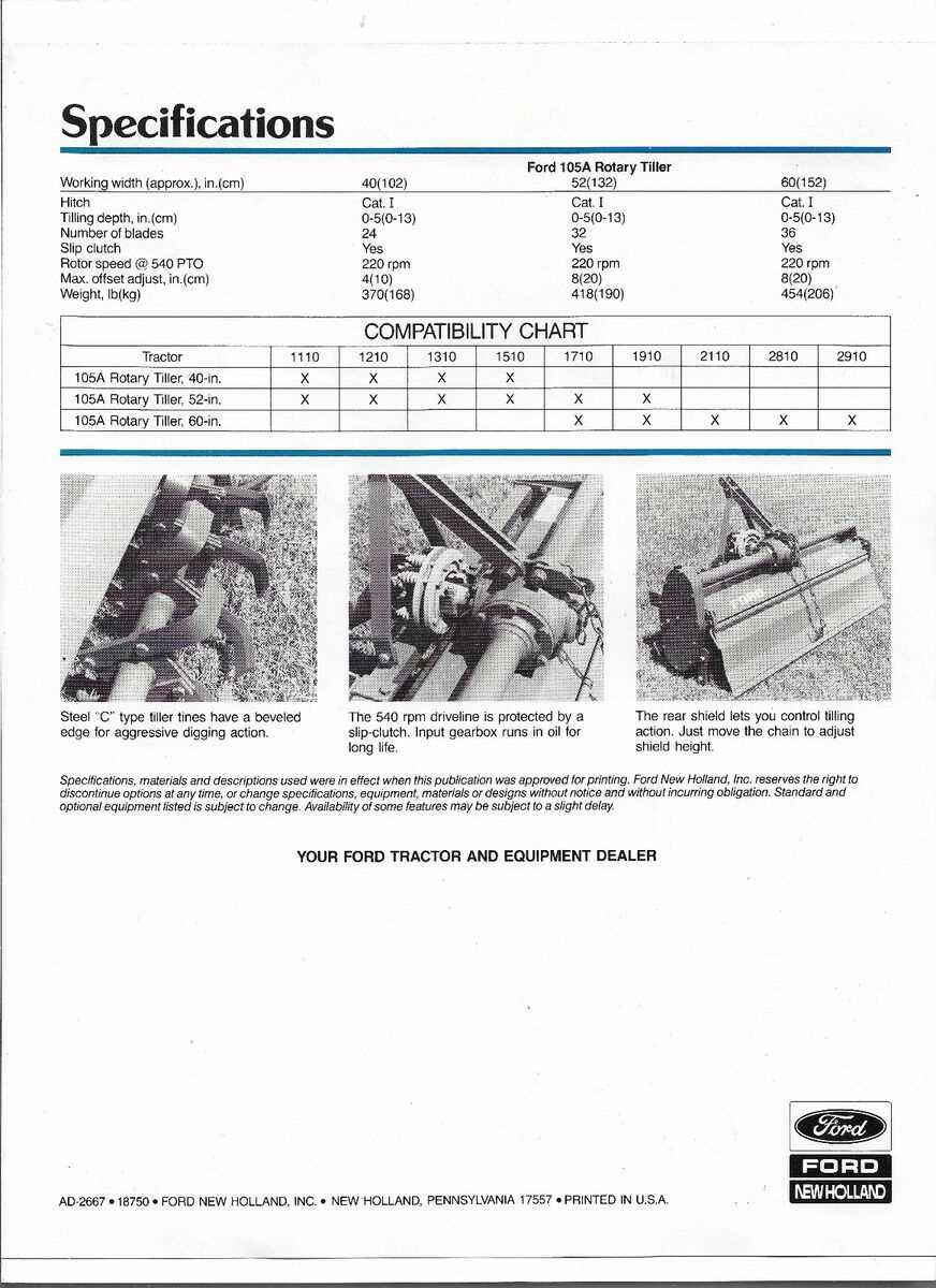 ford 105a tiller parts diagram