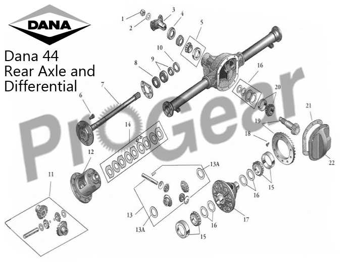 ford dana 44 front axle parts diagram