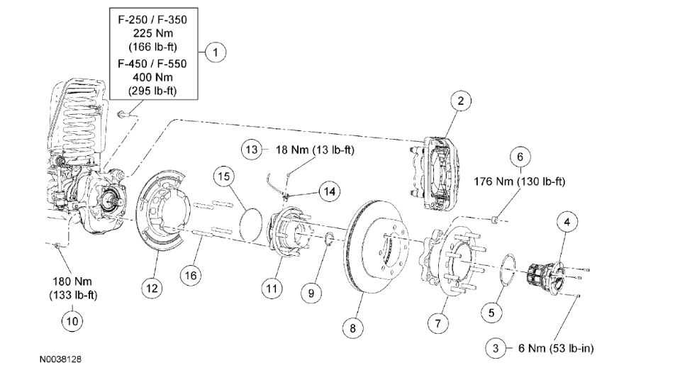 ford f350 4x4 front end parts diagram