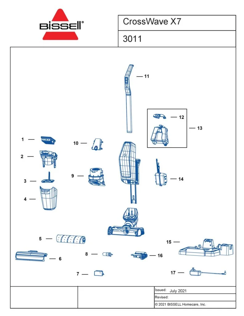 bissell crosswave cordless max parts diagram