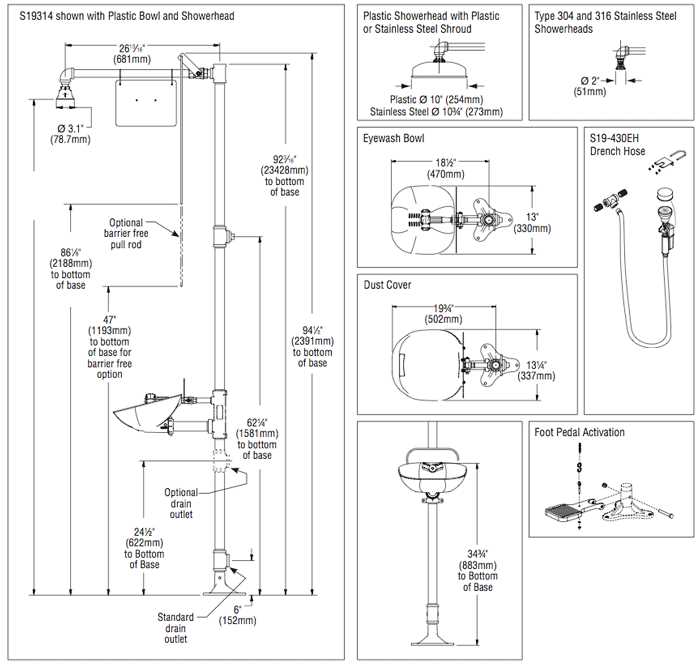 bradley eyewash parts diagram